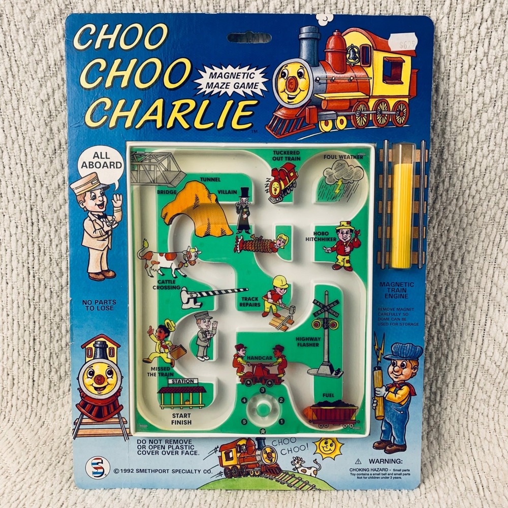 Smethport Choo Choo Charlie Magnetic Maze Game‎ Kids Blue 1992 Vintage 616 New